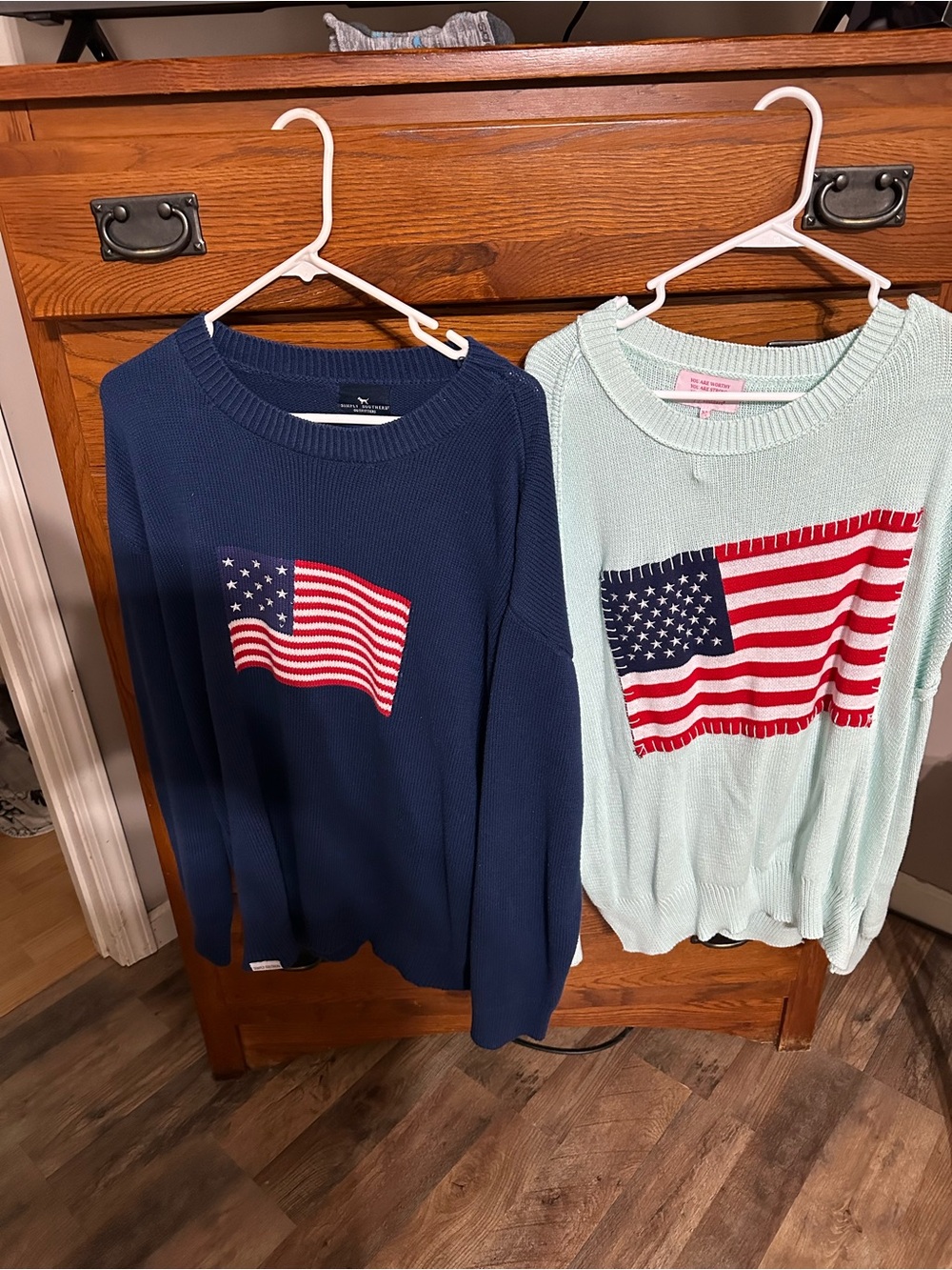 Navy and aqua American Flag Knit Sweater
